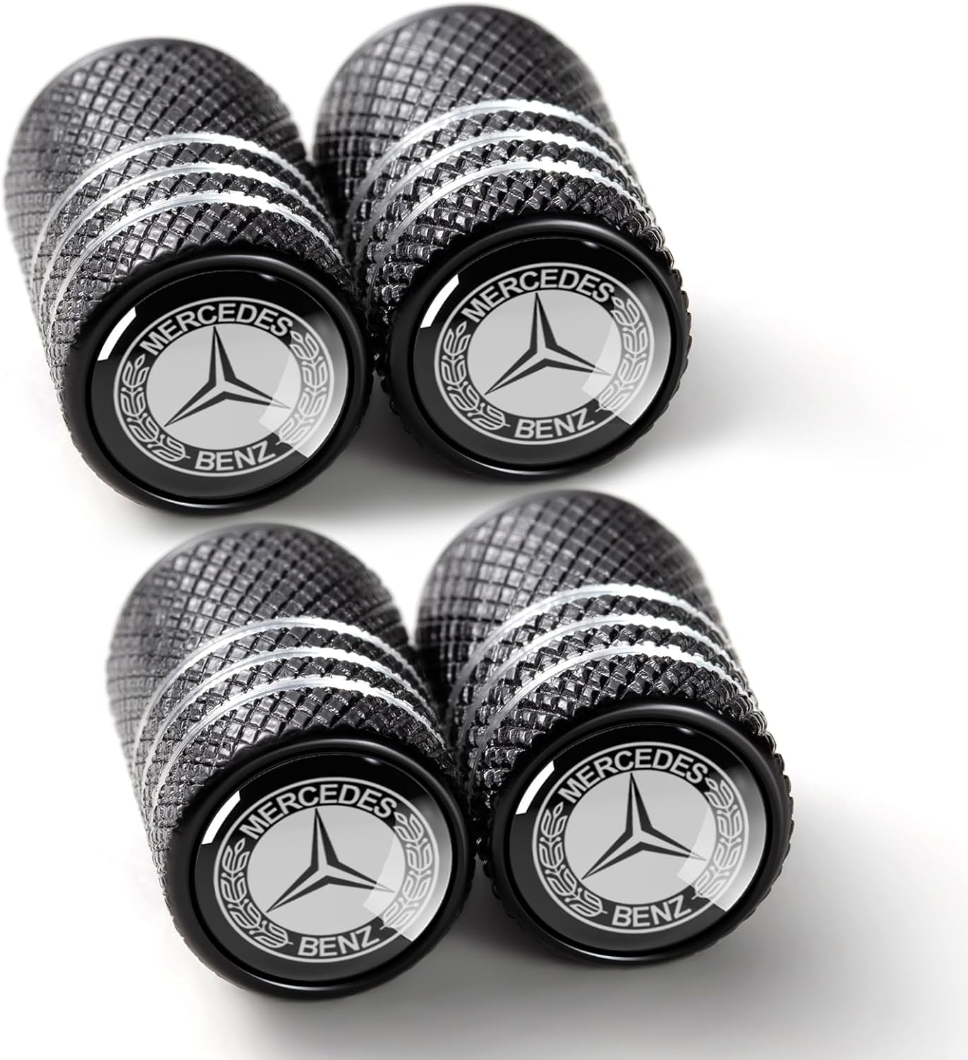 Tapones De Válvula Premium Para Neumaticos - Mercedes Benz Plateado